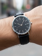 Часы мужские наручные «Классик», кварцевые, с календарём, ремешок из экокожи, чёрные 10936302