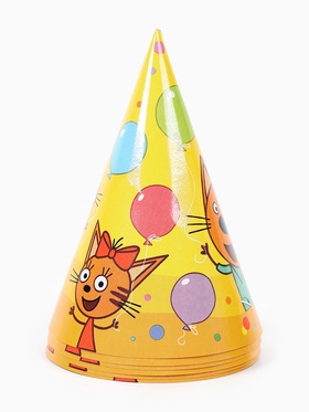 Колпак бумажный «Веселый День рождения», Три Кота, 6 шт