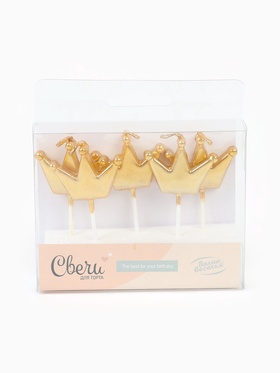 Свечи для торта «Короны», золото, 3.5×2.5 см, 5 шт.