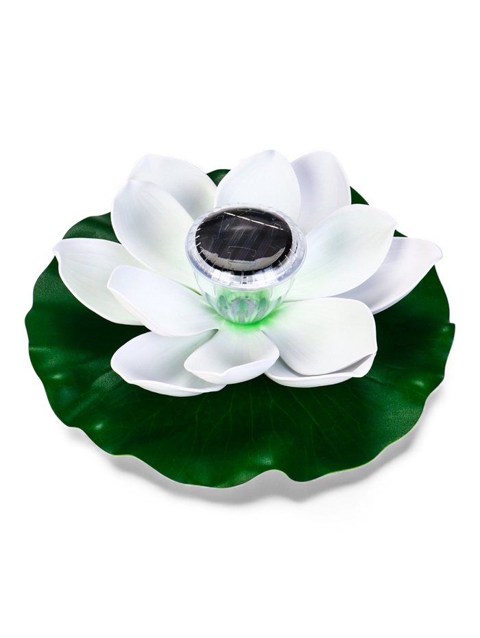 Садовая фигура - фонарь «Лотос», 28×28×9 см, для водоёмов, белая - Фото 1