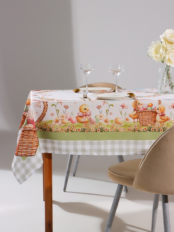 Скатерть на стол «Доляна. Пасхальные цыплята» 145×215±3 см