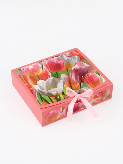 Коробка складная «Тюльпаны», 20×18×5 см