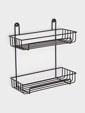 Полка для ванной прямоугольная, 2-х ярусная, 29*12,5*30 см, цвет черный 10954122