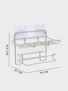 Держатель для туалетной бумаги с полочкой, 19×10×14.5 см, хром