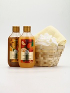 Подарочный набор новогодний в корзине, гель для душа, пена для ванны, мочалка и полотенце, URAL LAB 10952762