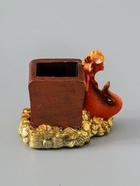 УЦЕНКА Сувенир полистоун карандашница "Дракоша у сейфа с монетами" 7.5х6.5х7,5 см 10971017