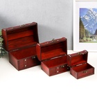 УЦЕНКА Набор шкатулок для украшений дерево «Сундук. Винтаж», 3 шт.: 10.5×7.5×7.5 см; 17×9.5×10 см; 19.5×13×13 см 382 - Фото 4