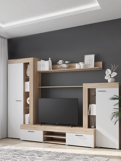 УЦЕНКА Гостиная Дельта, 2648×456×1874, Сонома/Белый