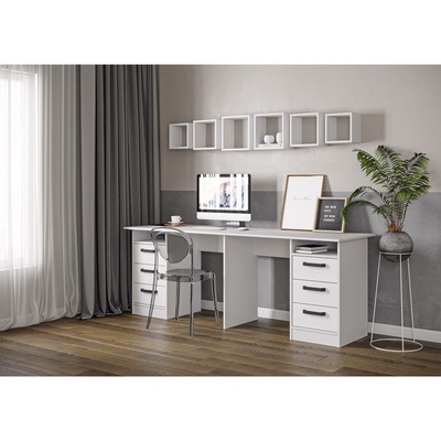 УЦЕНКА Стол письменый СТН-3, 2040×600×750, Белый брилл/Белый глянец