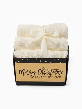 Набор махровых полотенец Merry cristmas, 30×30 см - 3 шт., хлопок 340 г/м²