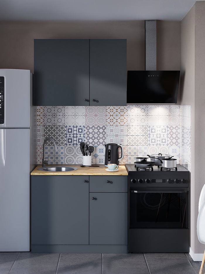 УЦЕНКА Кухонный гарнитур Поинт Графит 1000*600 - Фото 1