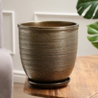 УЦЕНКА Горшок цветочный с поддоном 5 л, темное золото керамика, «Золото» (М) - Фото 2