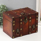 УЦЕНКА Шкатулка сундук дерево «Лев. С заклёпками» коричневая 21.8×15.5×15 см - Фото 1