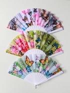 Веер складной «Бабочки и цветы на леопарде», 23 см, МИКС 4301249