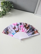 Веер складной «Бабочки и цветы на леопарде», 23 см, МИКС 4301249