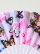 Веер складной «Бабочки и цветы на леопарде», 23 см, МИКС 4301249