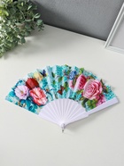 Веер складной «Цветы и узоры», широкие лопасти, золото, 23 см, МИКС 9315070