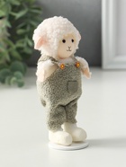 Фигурка «Белый барашек в зелёно-сером комбинезоне», 4×6.5×13 см - Фото 2