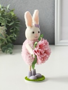 Фигурка пасхальная «Зайка в платьице с бутоном пиона в лапках», 5.5×5×19 см 10905203