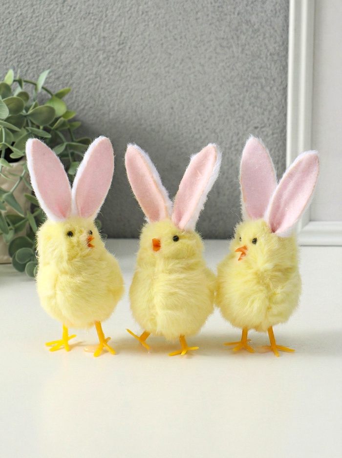Фигурка пасхальная «Цыплёнок с заячьими ушками», 5×6.5×12.5 см, МИКС