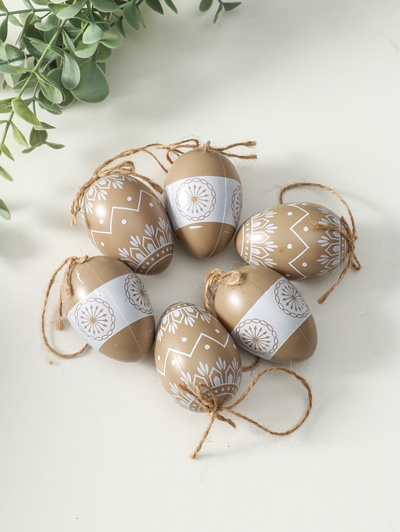 Набор фигурок пасхальных «Крашенные яички с белыми узорами», 6 шт., 4×4×6 см