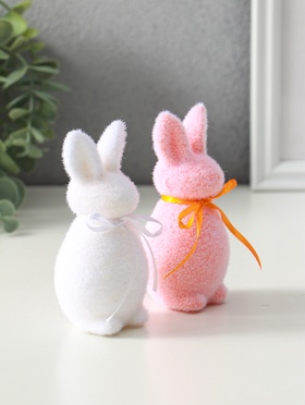 Набор фигурок пасхальных «Два кролика с бантиками», 2 шт., 4?4.5?10.5 см (комплект 2 шт)