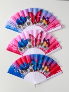 Веер складной «Ромашки и бабочки», широкие лопасти, 23 см, МИКС 10933335