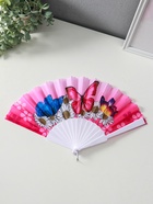 Веер складной «Ромашки и бабочки», широкие лопасти, 23 см, МИКС 10933335