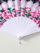 Веер складной «Цветочный», широкие лопасти, 23 см, МИКС 10933336