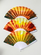 Веер складной «Подсолнухи», широкие лопасти, 23 см, МИКС 10933339