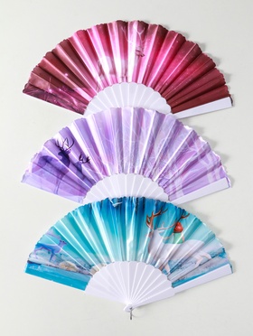 Веер складной «Олени», широкие лопасти, 23 см, МИКС 10933341