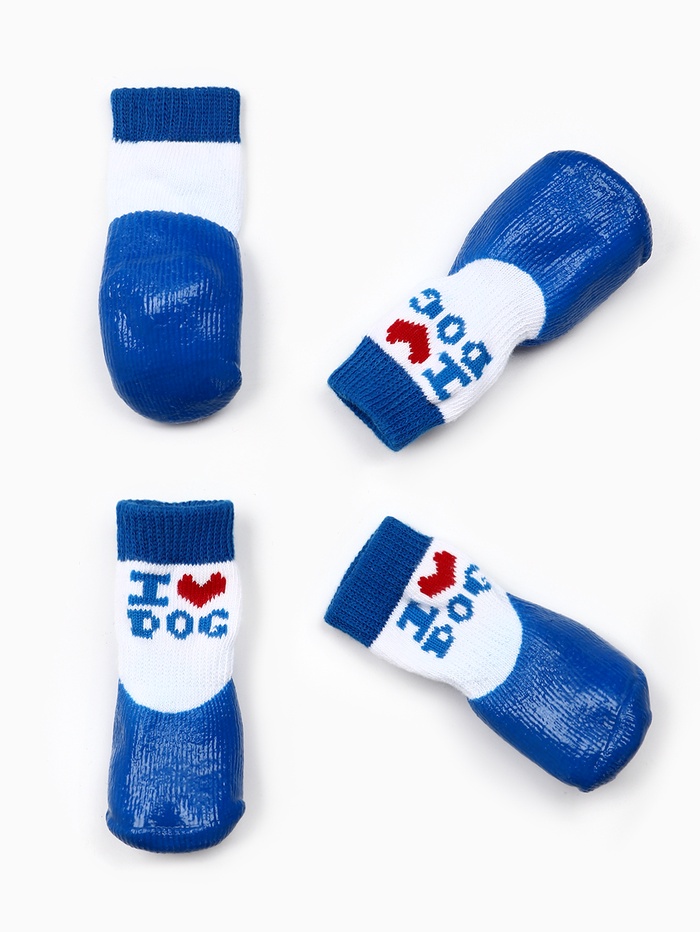Носки «Я люблю», размер L, 5×6.5 см, с прорезиненной подошвой, синие - Фото 1