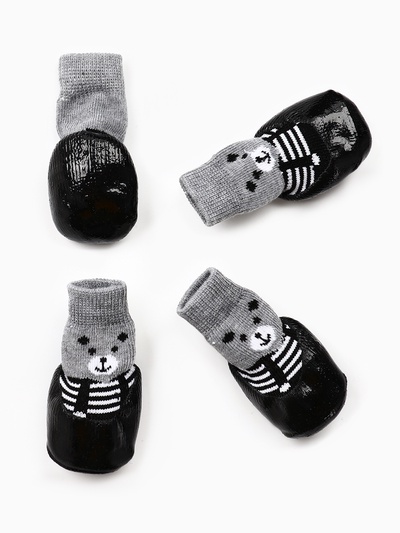 Носки «Мишки», размер L, 5×6.5 см, с прорезиненной подошвой, чёрные
