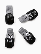 Носки с прорезиненной подошвой "Мишки", размер M (4.5 х 6 см), черные 2488465 - фото 23599316