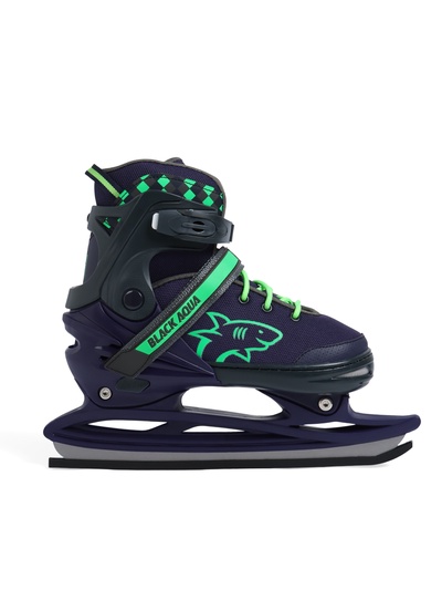 Коньки раздвижные BlackAqua, р. 35-38, для фитнеса, синие, зелёные