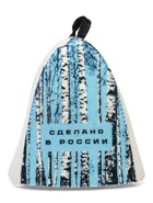 Шапка для бани с принтом "Березки и небо", белая 10925607