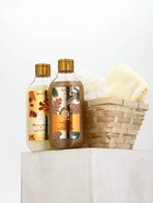 Подарочный набор новогодний в деревянной корзине: гель для душа, пена для ванны и полотенце, аромат тыквенный пирог и ванильный пряник, URAL LAB 10952758