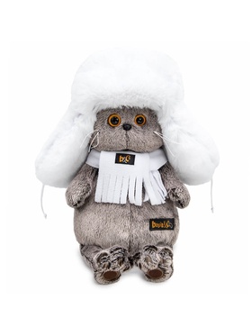 Мягкая игрушка «Кот Басик в белой меховой шапке», 22 см 10961858