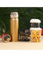 УЦЕНКА подарочный набор новогодний «Все мечты сбудутся»: Чай новогодний чёрный 50 г, крем-мед с клубникой 120 г, носки 36 - 39 размер, термос 500 мл - Фото 2