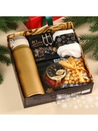 УЦЕНКА подарочный набор новогодний «Все мечты сбудутся»: Чай новогодний чёрный 50 г, крем-мед с клубникой 120 г, носки 36 - 39 размер, термос 500 мл - Фото 3