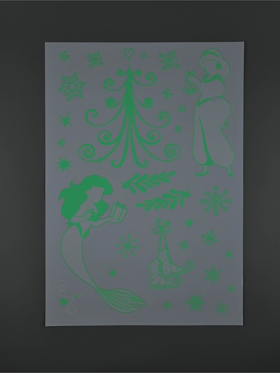 Наклейки интерьерные «Новогодние», со светящимся слоем, 35×50 см, 2 листа