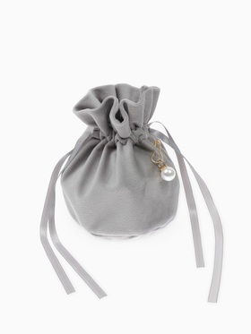 Мешочек бархатный с бусиной, 13х9 см, серый (фас. 10 шт)