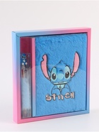 Блокнот пушистый и ручка многоцветная «Стич», голубой - Фото 3