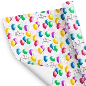 Бумага упаковочная глянцевая Happy Birthday, 50 × 70 см