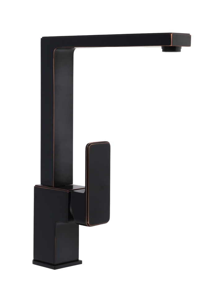 УЦЕНКА Смеситель для кухни VANN VA K-3 BLACK, однорычажный, высокий излив, черный - Фото 1