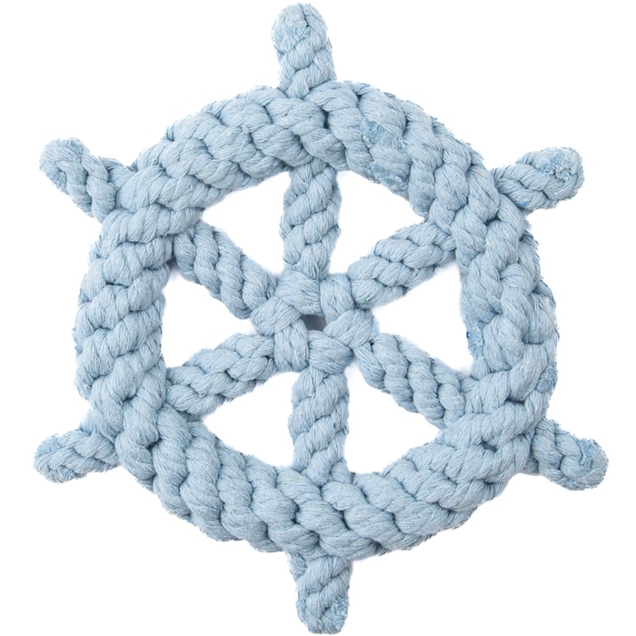 Игрушка для собак Mr.Kranch «Штурвал», 20 см, канат, голубая