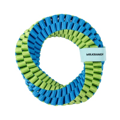 Игрушка для собак Mr.Kranch «Плетеное кольцо-спираль», диаметр 12 см, зеленая, голубая