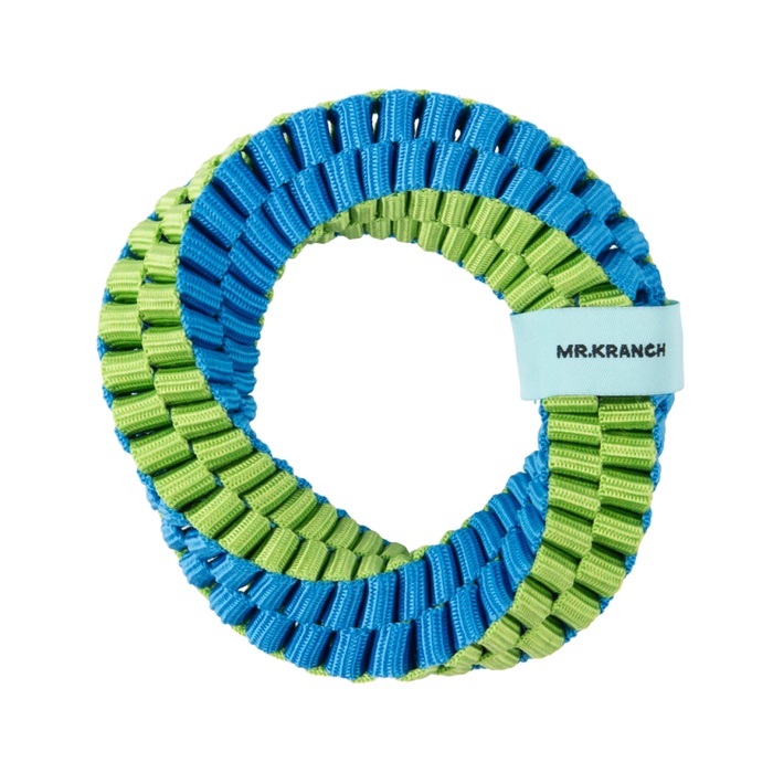 Игрушка для собак Mr.Kranch «Плетеное кольцо-спираль», диаметр 12 см, зеленая, голубая - Фото 1