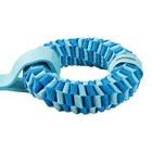 Игрушка-перетяжка для собак Mr.Kranch "Плетеное кольцо-спираль", диаметр 12 см, двойное, на ленте, голубая 10913935