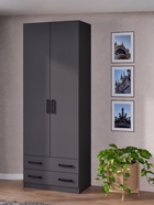 УЦЕНКА Шкаф платяной Дуэт, 800х480х2200, серый графит 10971497